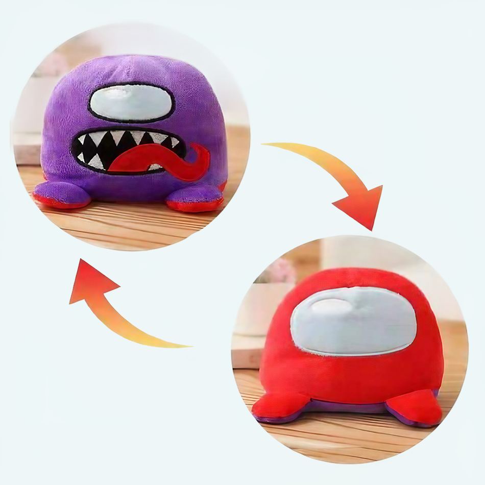 Peluche Among Us violet rouge réversible amusant doux La compagnie de la peluche