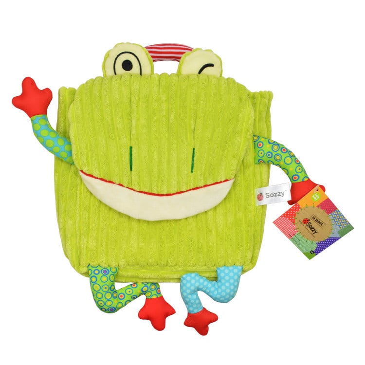 Peluche animaux sac à dos enfant doux et ludique vert La compagnie de la peluche