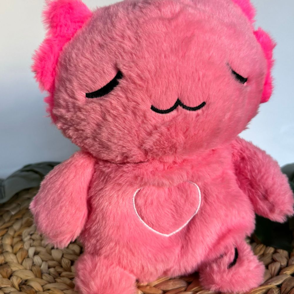 Peluche axolotl rose douce veilleuse musicale enfant La compagnie de la peluche
