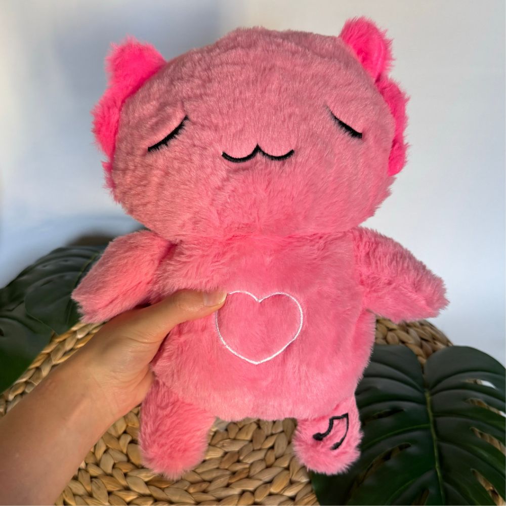 Peluche axolotl rose douce veilleuse musicale enfant La compagnie de la peluche