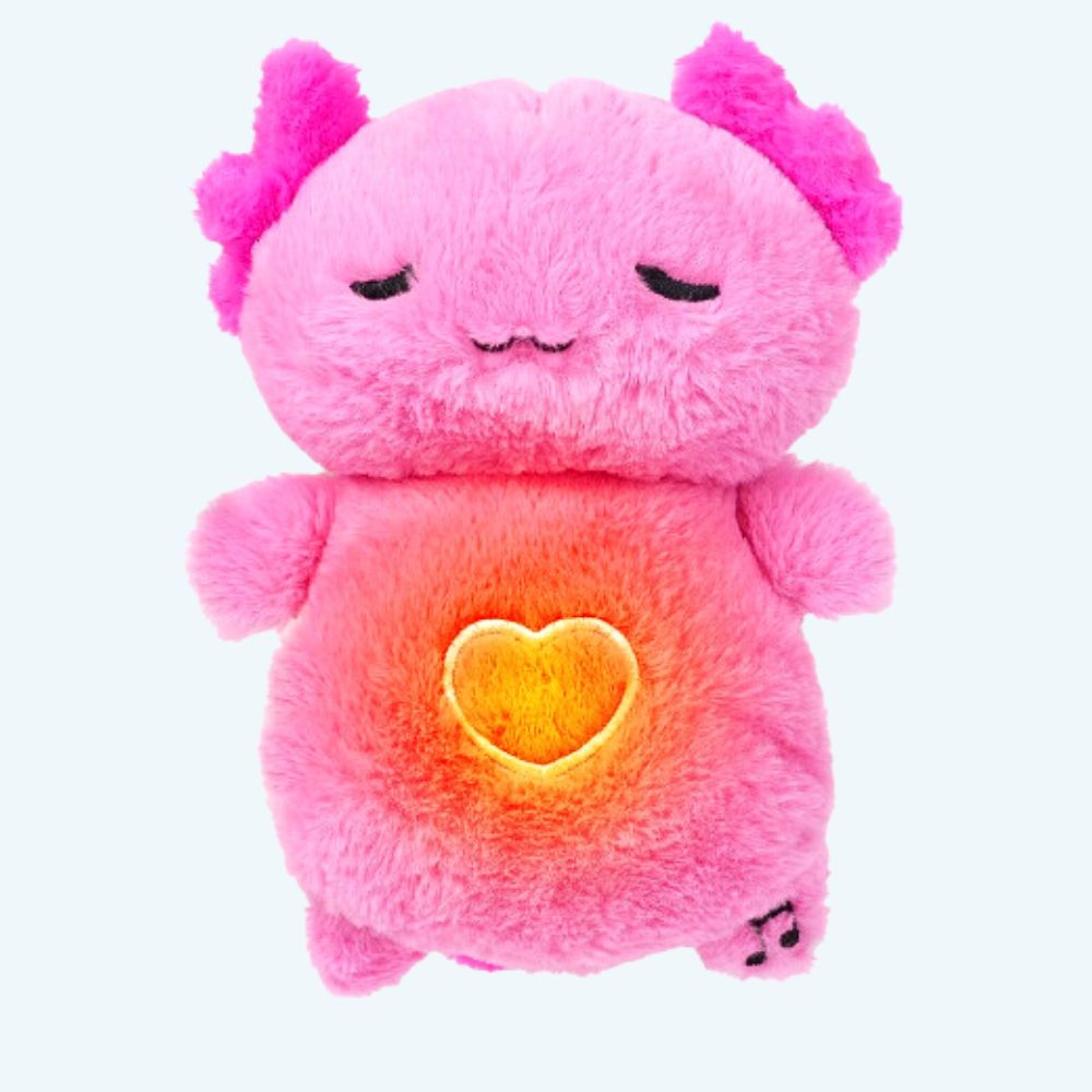 Peluche axolotl rose douce veilleuse musicale enfant La compagnie de la peluche
