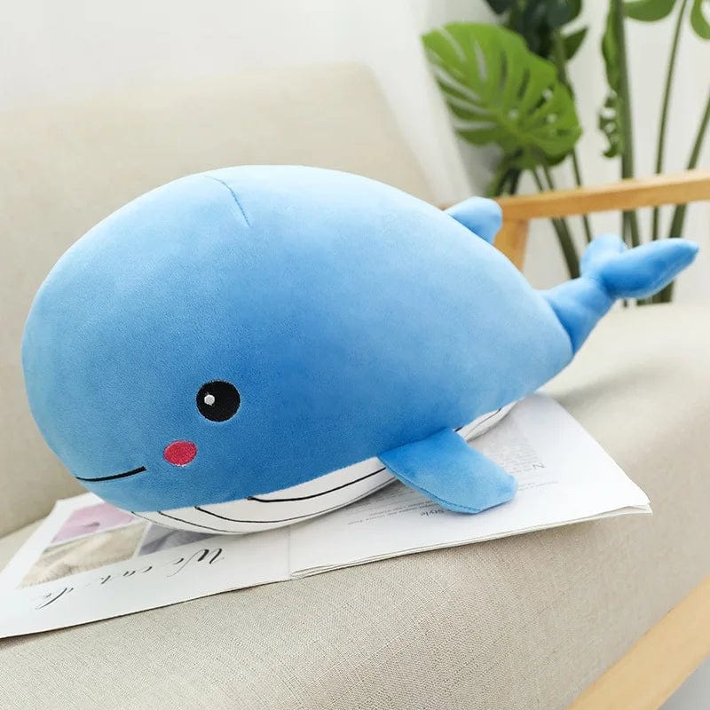 Peluche baleine bleu aux joues rouges