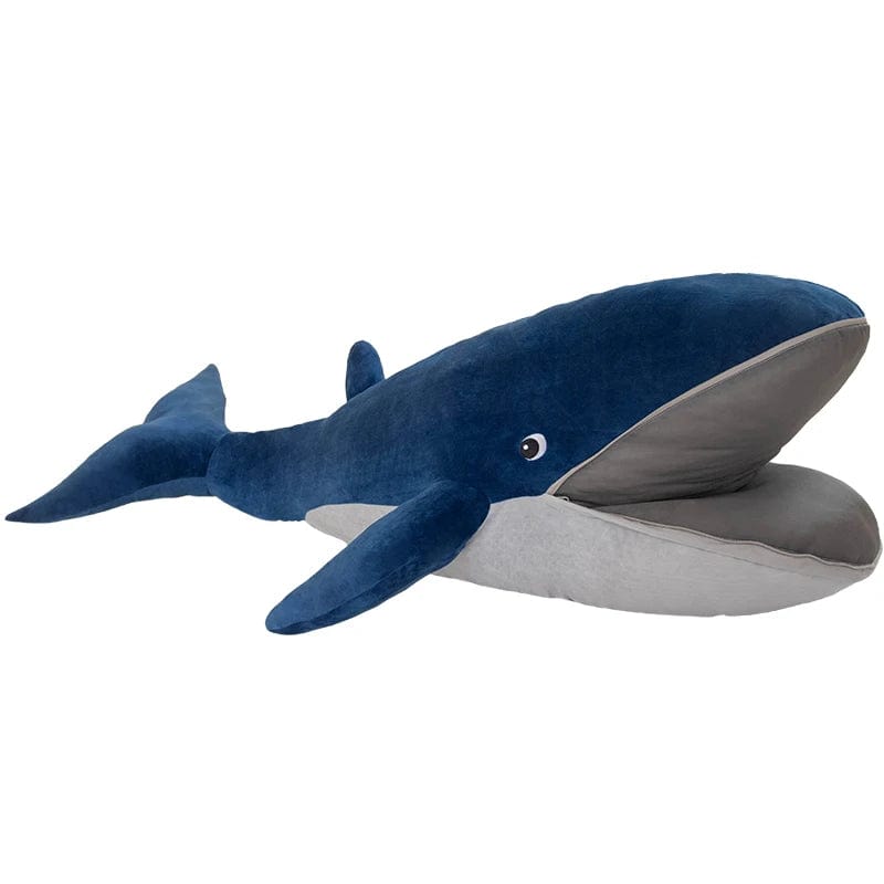 Peluche baleine bleue à la bouche ouverte 120cm