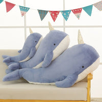 Peluche baleine géante à corne 60cm / Bleu