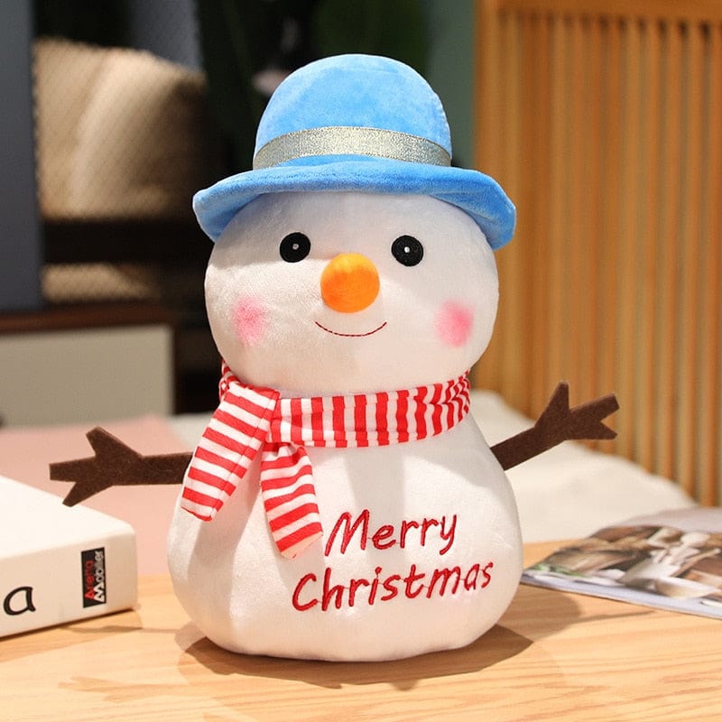 Peluche bonhomme de neige de noël Bleu et Rouge