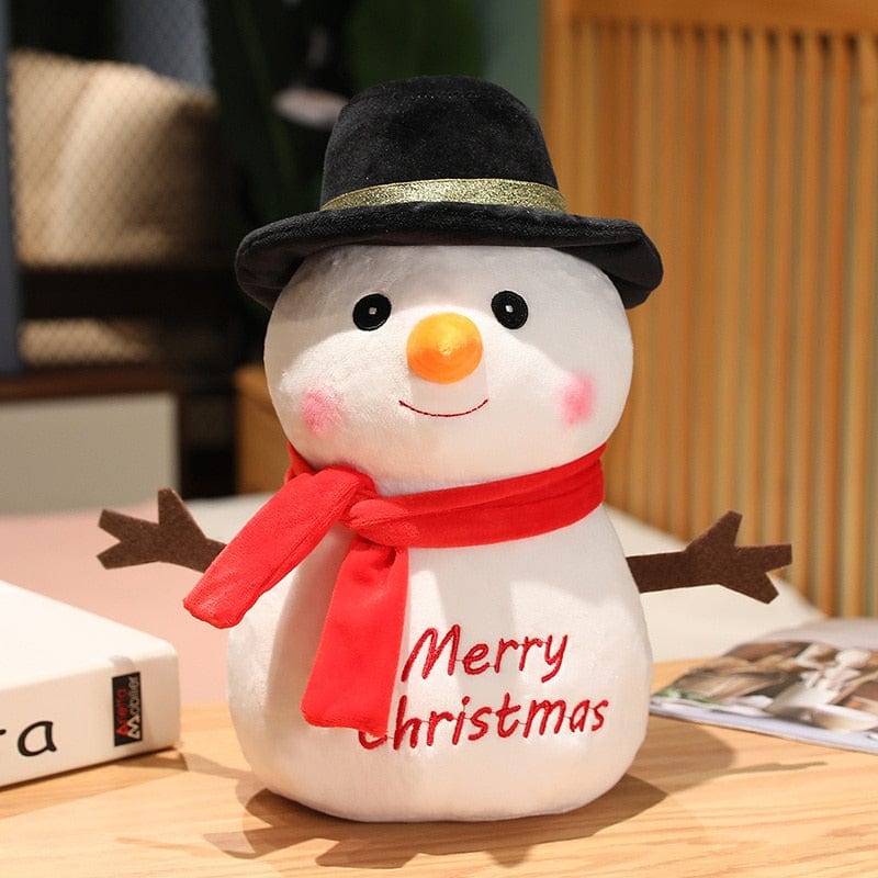 Peluche bonhomme de neige de noël Noir et Rouge
