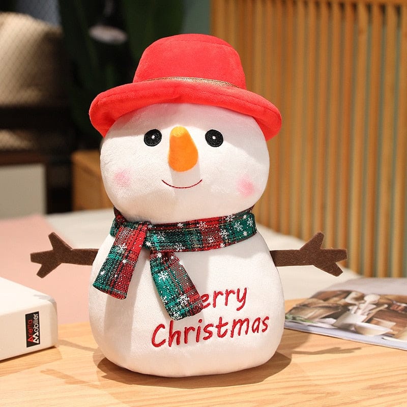 Peluche bonhomme de neige de noël Rouge et Vert