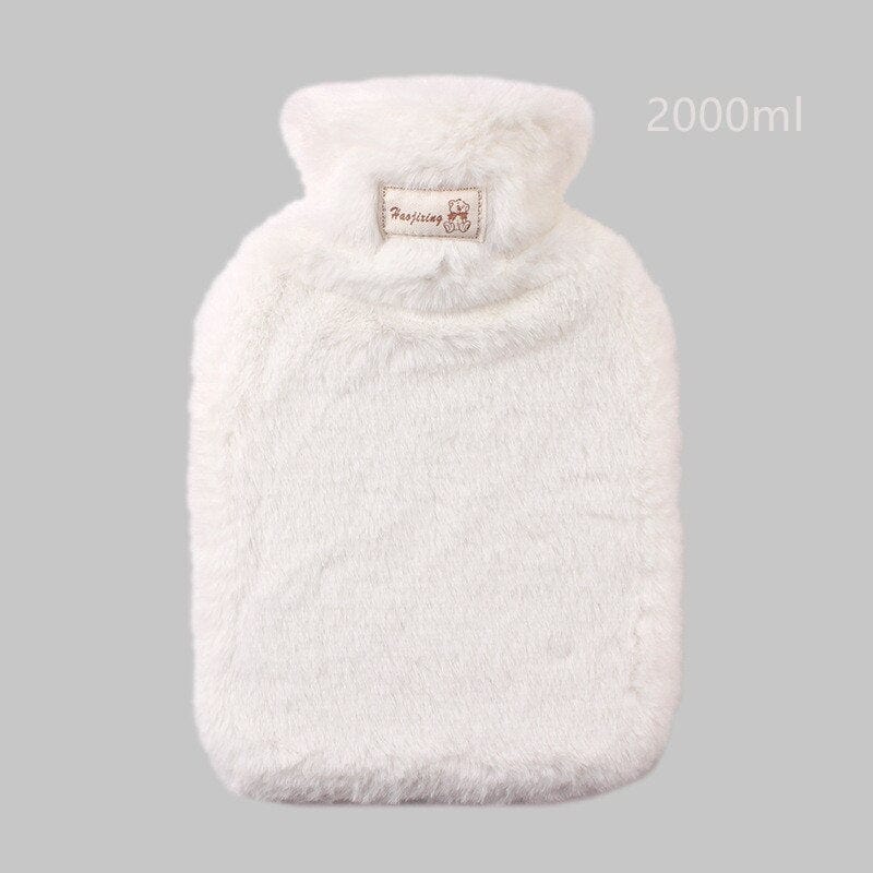 Peluche bouillotte à fourrure Blanc / 2 Litres