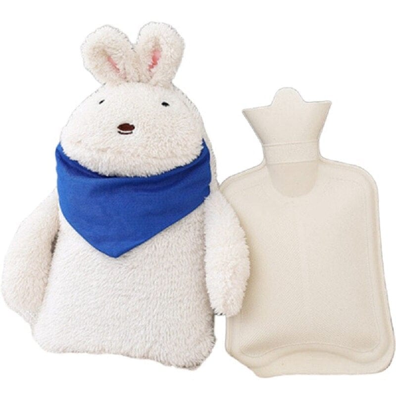 Peluche bouillotte lapin à fourrure chaud Blanc