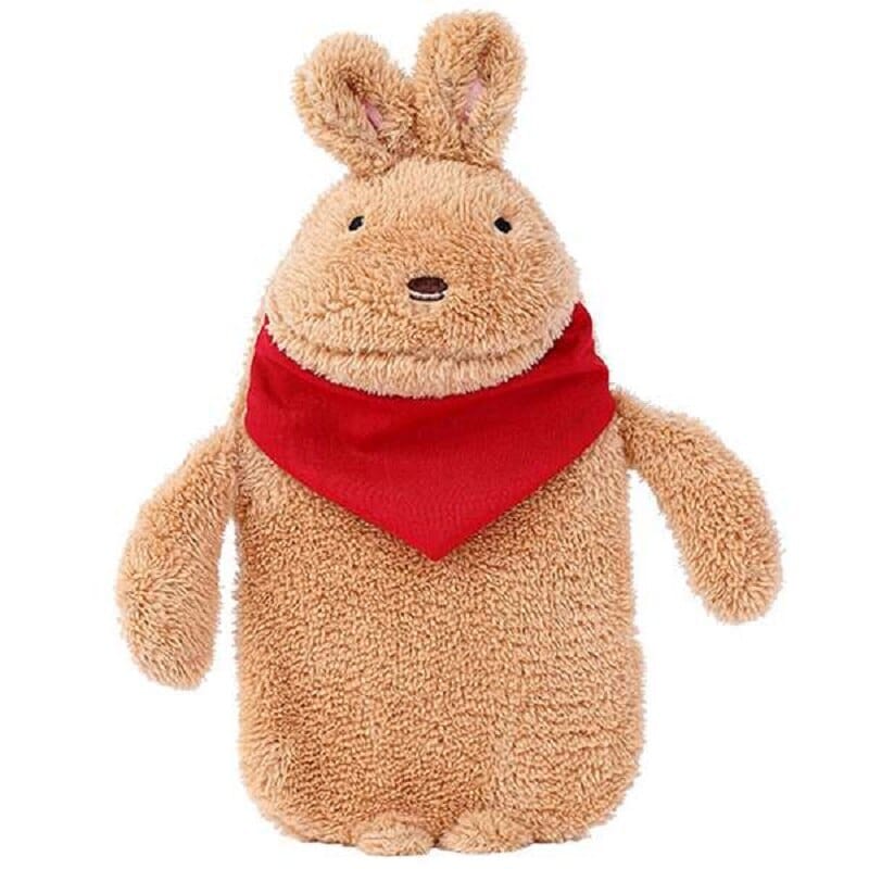 Peluche bouillotte lapin à fourrure chaud Brun