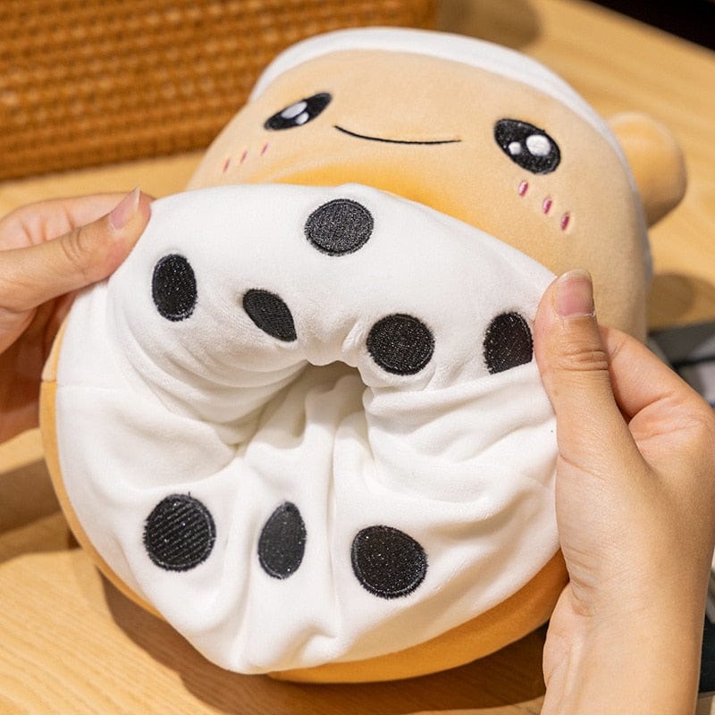 Peluche bubble tea réversible gentil ou méchant