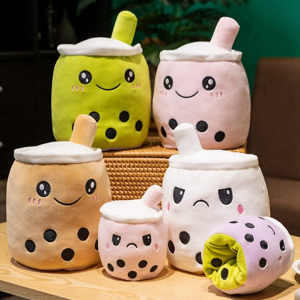 Peluche bubble tea réversible gentil ou méchant