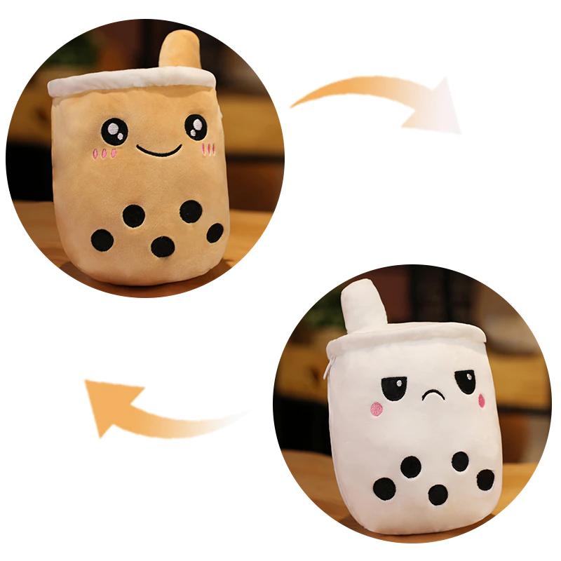 Peluche bubble tea réversible mignon enfant jouet doux blanc La compagnie de la peluche