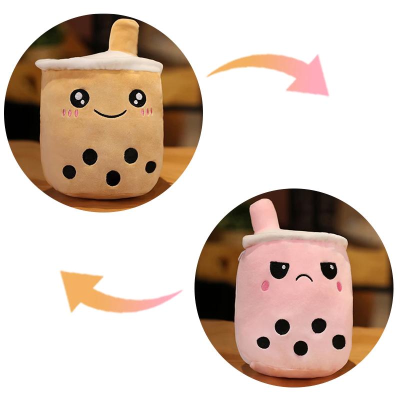Peluche bubble tea réversible mignon enfant jouet doux rose La compagnie de la peluche