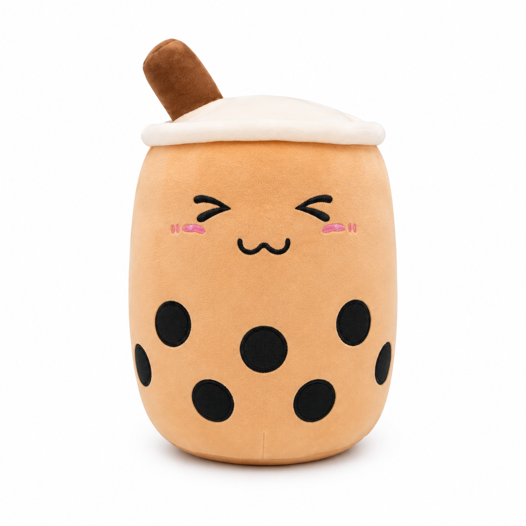 Peluche bubble tea squishmallow mignonne 22cm / Chocolat yeux fermés
