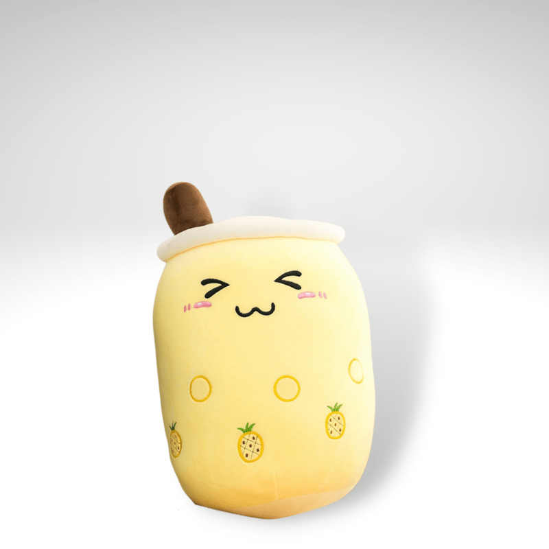 Peluche bubble tea squishmallow mignonne 22cm / Jaune 1 yeux fermés