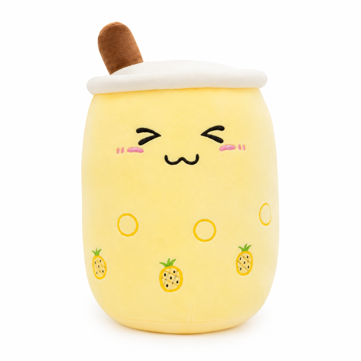 Peluche bubble tea squishmallow mignonne 22cm / Jaune 1 yeux fermés