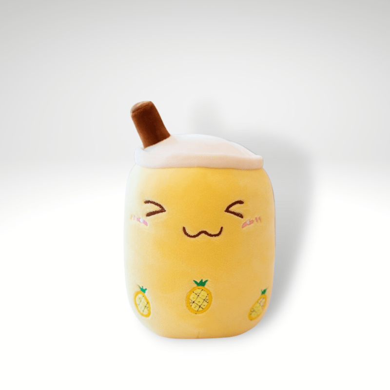 Peluche bubble tea squishmallow mignonne 22cm / Jaune 2 yeux ouverts