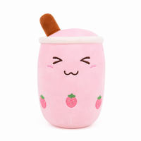 Peluche bubble tea squishmallow mignonne 22cm / Rose yeux fermés