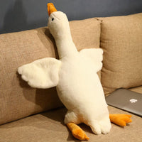 Peluche canard géant jaune doux chambre enfant 130cm / blanc La compagnie de la peluche