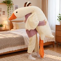 Peluche canard géant jaune doux chambre enfant 190cm / blanc La compagnie de la peluche