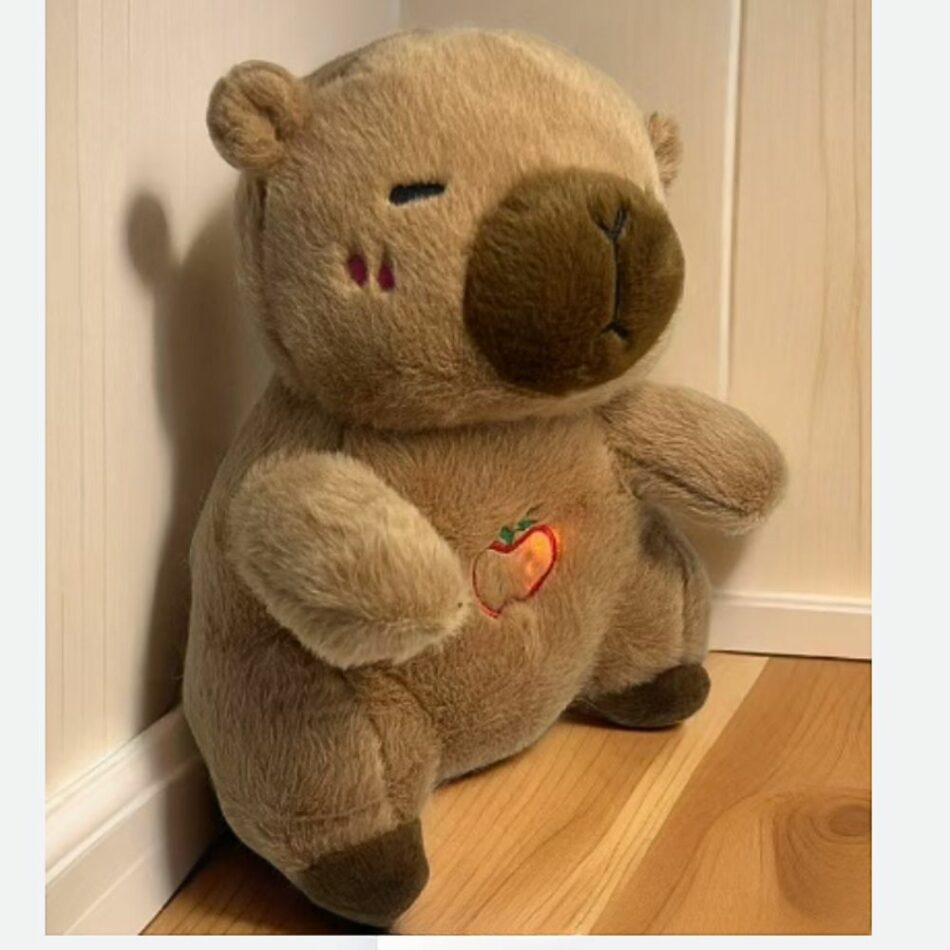 Peluche capybara qui respire berceuses bruits blancs marron La compagnie de la peluche