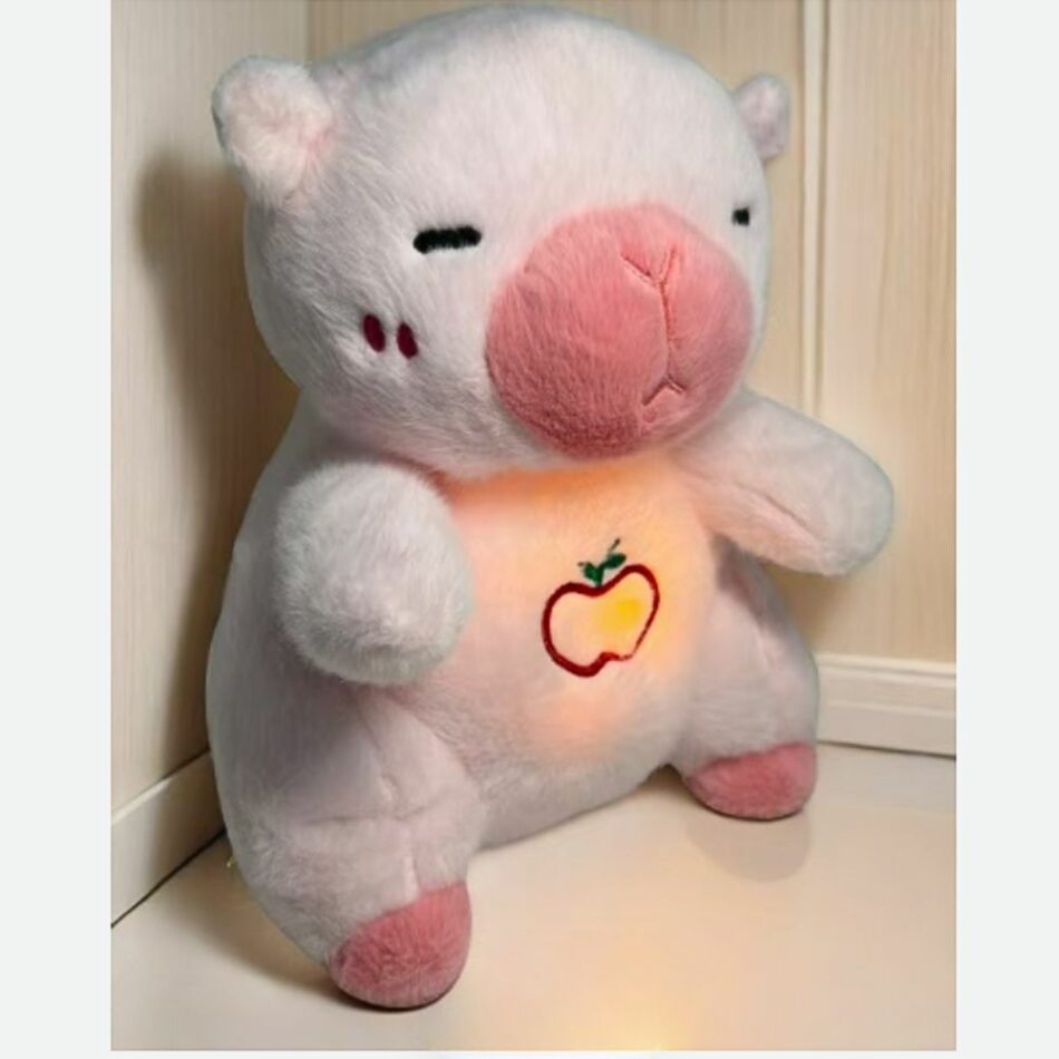 Peluche capybara qui respire berceuses bruits blancs rose La compagnie de la peluche