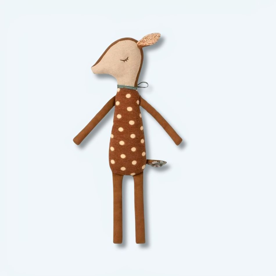 Peluche cerf doux hiver enfant câlin en velours La compagnie de la peluche