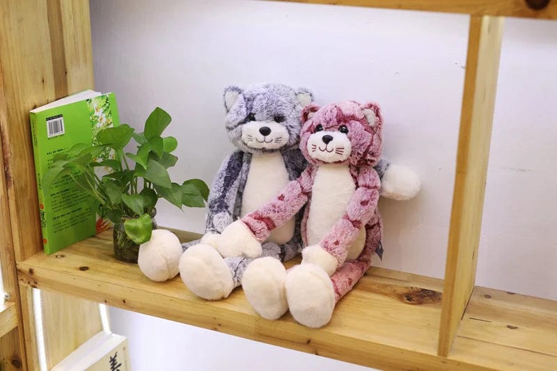 Peluche chat assis marron