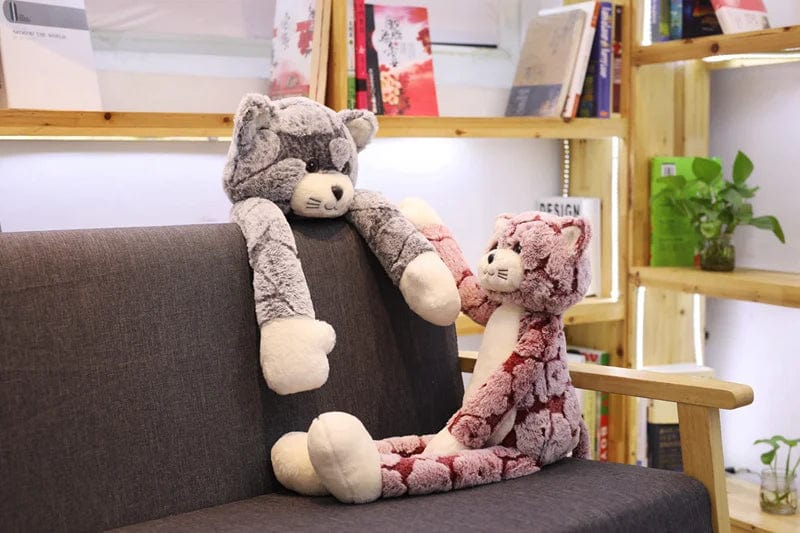 Peluche chat assis rose