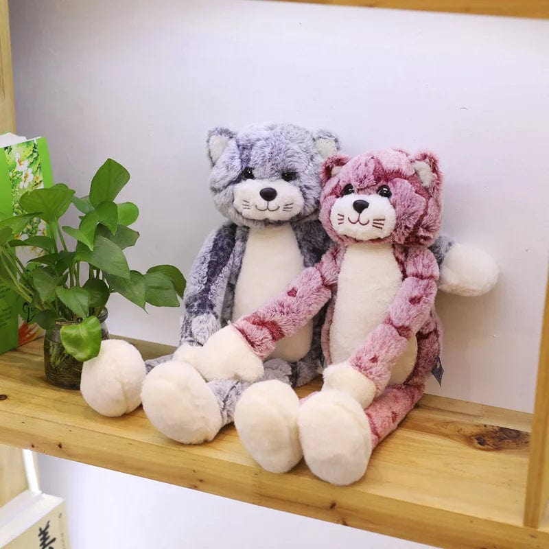 Peluche chat assis rose