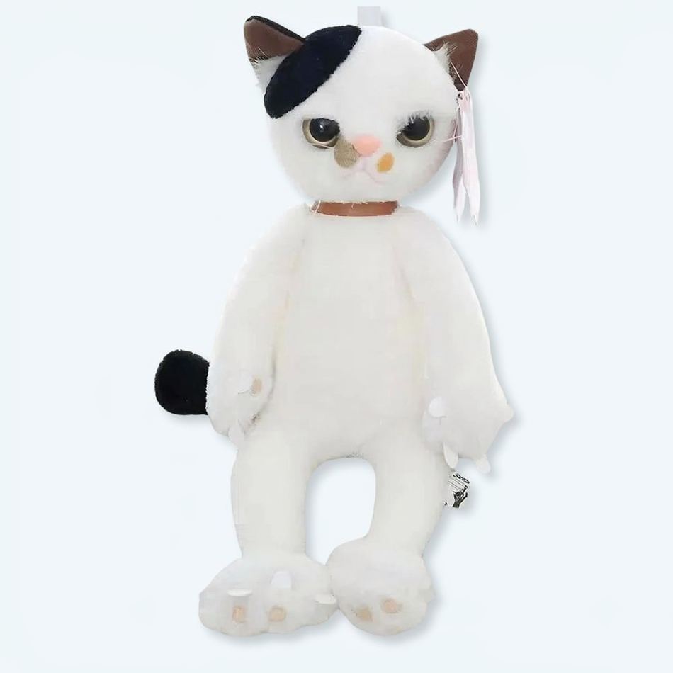 Peluche chat blanc assis doux compagnon câlin maison 40cm La compagnie de la peluche