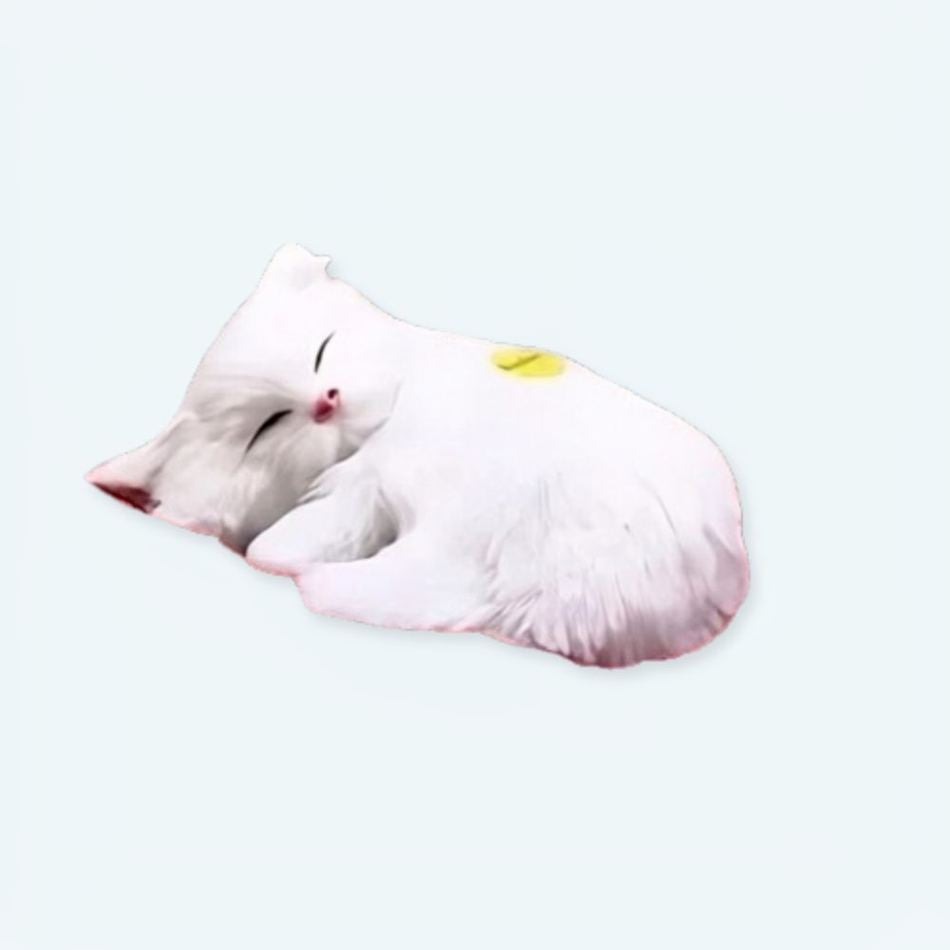 Peluche chat blanc endormi doux câlin chambre cosy La compagnie de la peluche
