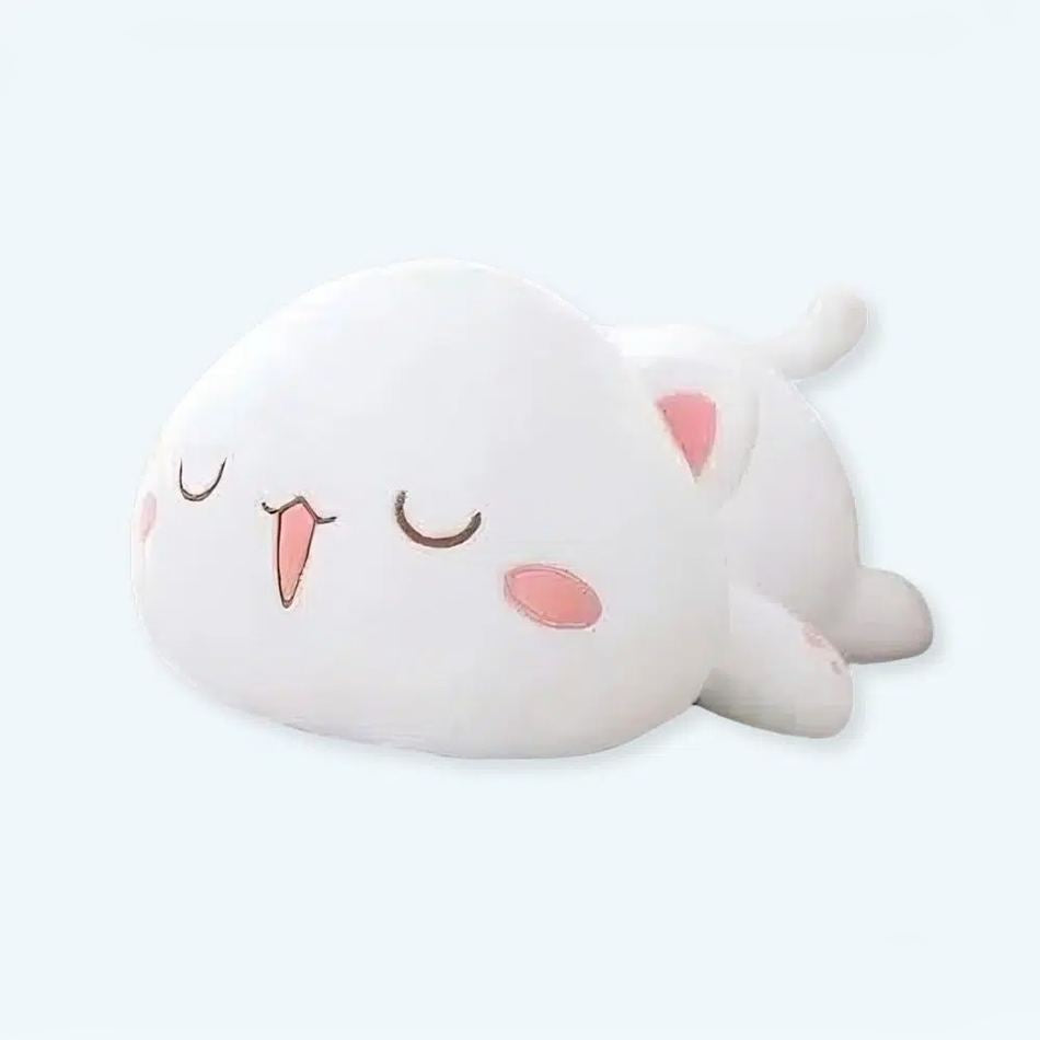 Peluche chat blanc kawaii doux sommeil cocooning hiver La compagnie de la peluche
