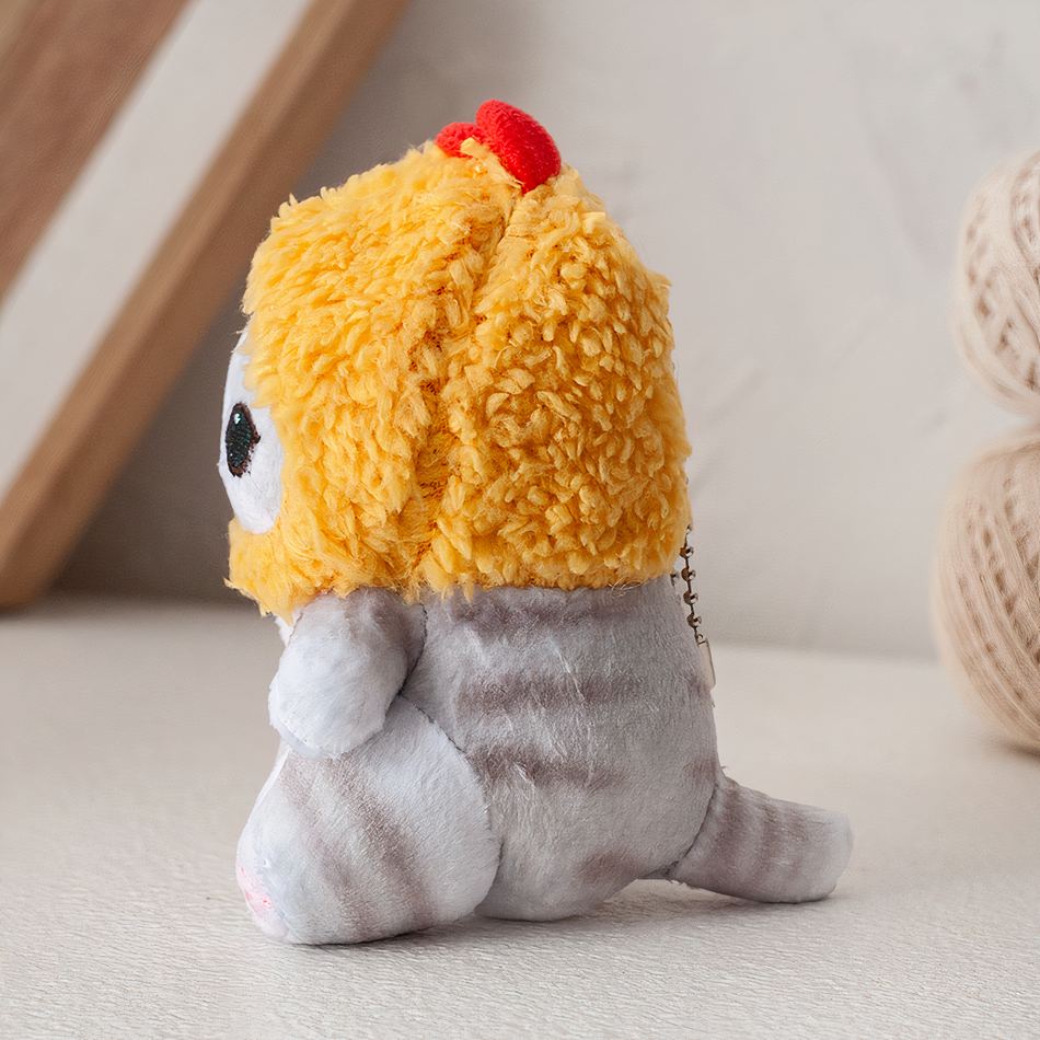 Peluche chat cagoule jaune mignon doux câlin enfant La compagnie de la peluche