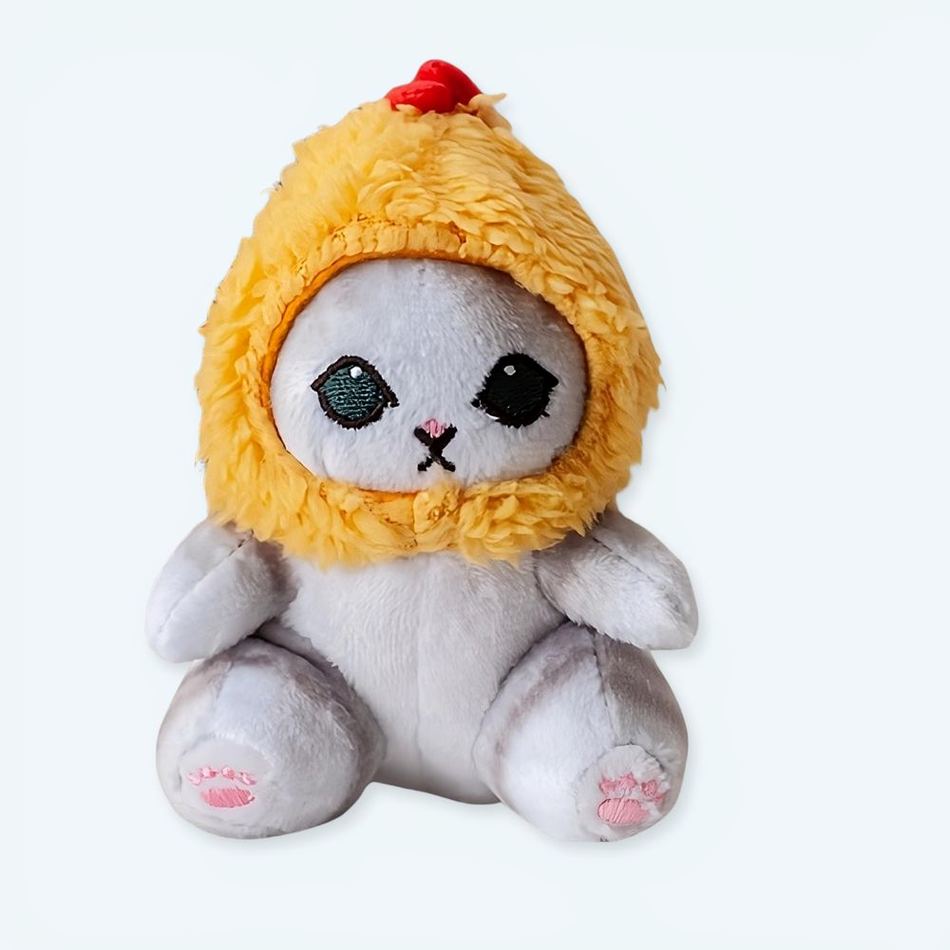 Peluche chat cagoule jaune mignon doux câlin enfant La compagnie de la peluche