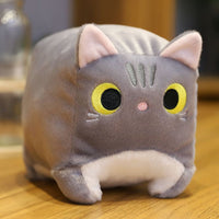 Peluche chat carré doux confort univers cocooning maison gris La compagnie de la peluche