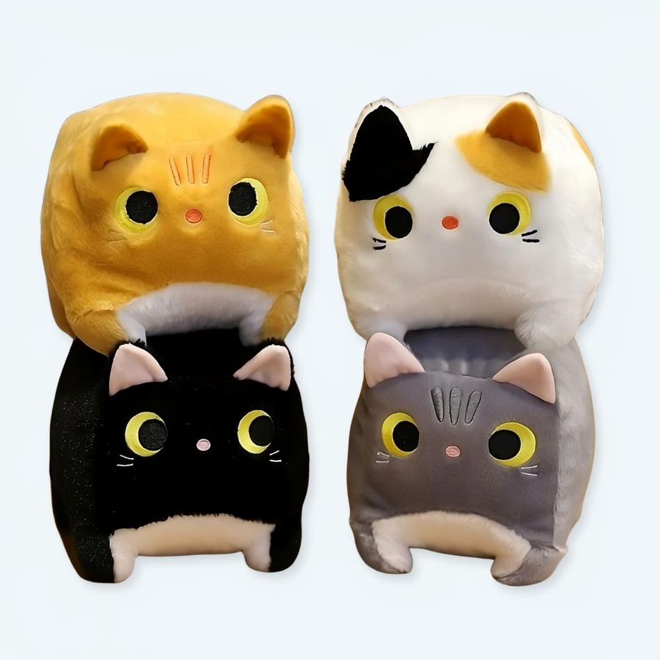 Peluche chat carré doux confort univers cocooning maison La compagnie de la peluche