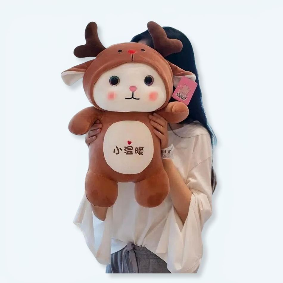 Peluche chat cerf doux câlin hiver décoration festive 25cm La compagnie de la peluche