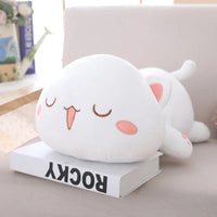 Peluche chat coloré bouche ouverte Blanc / 65cm