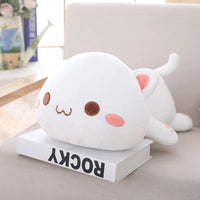 Peluche chat coloré yeux ouverts Blanc / 65cm