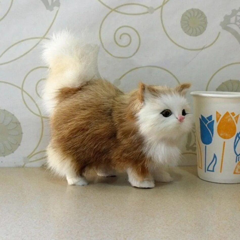 Peluche chat doux longs poils cocooning enfant Modèle 2 La compagnie de la peluche