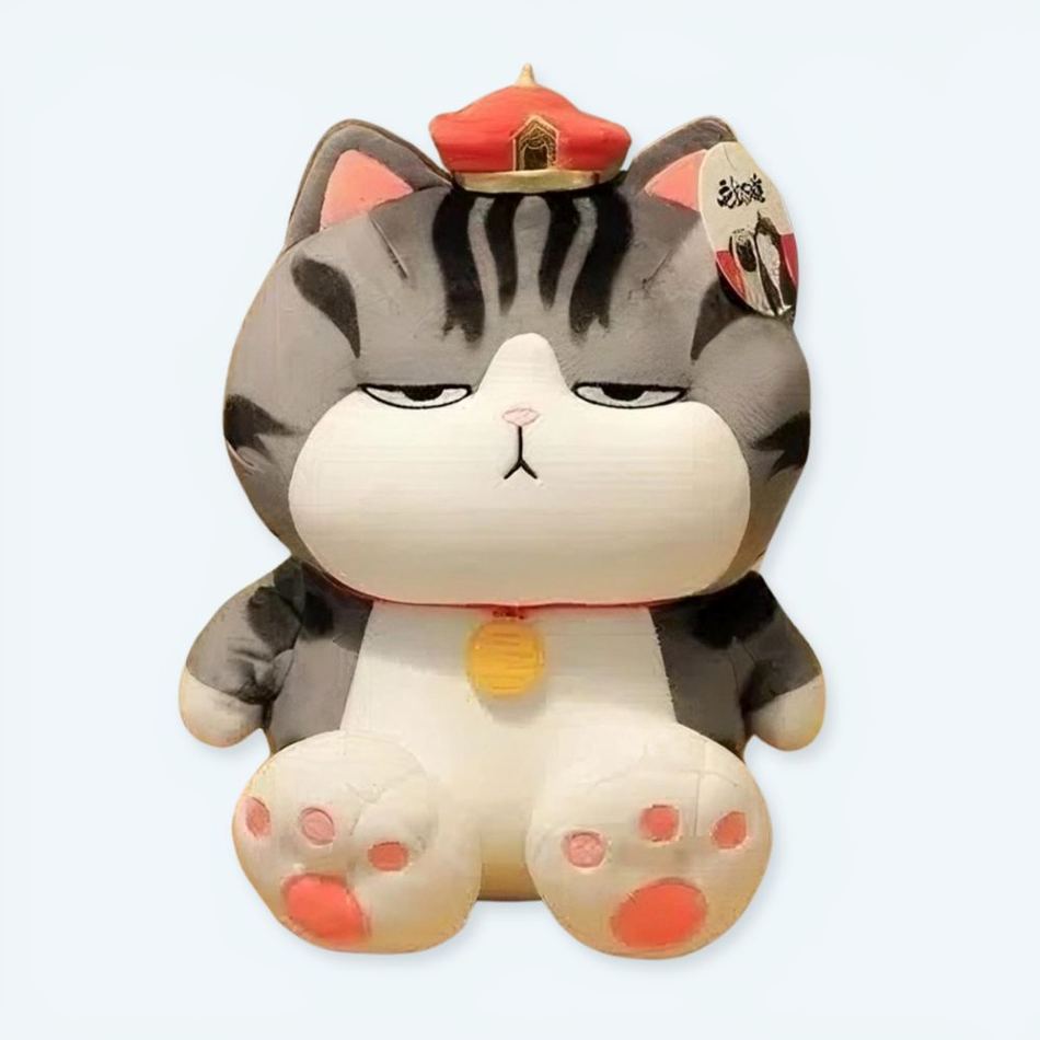 Peluche chat empereur doux tigré gris assis câlin 30cm La compagnie de la peluche
