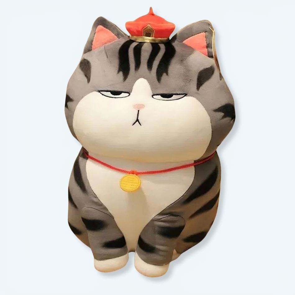 Peluche chat empereur tigré doux et câlin gris 30cm La compagnie de la peluche