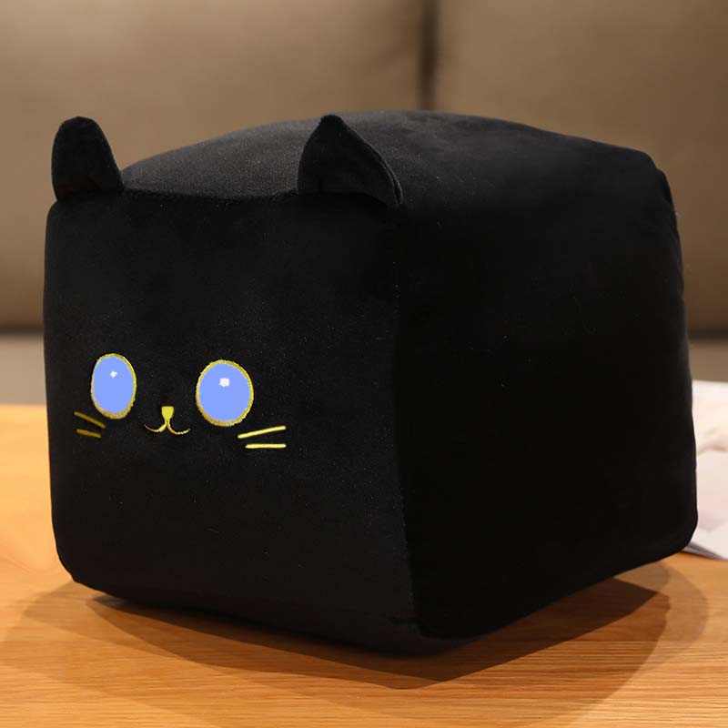 Peluche chat en forme de boîte 25cm / Noir