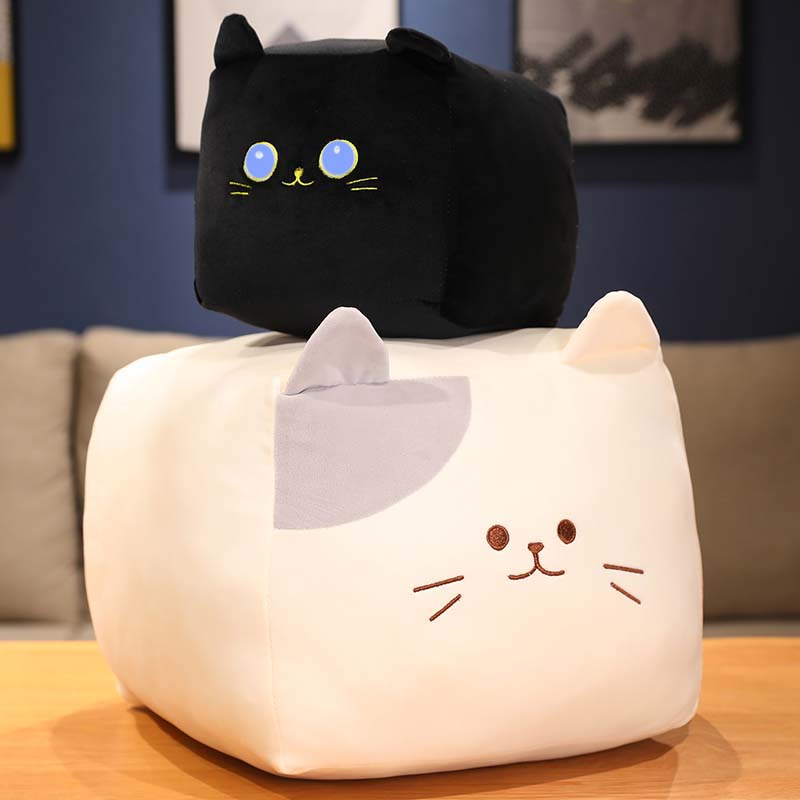 Peluche chat en forme de boîte