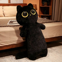 Peluche chat géant doux câlin pour décoration chambre noir La compagnie de la peluche