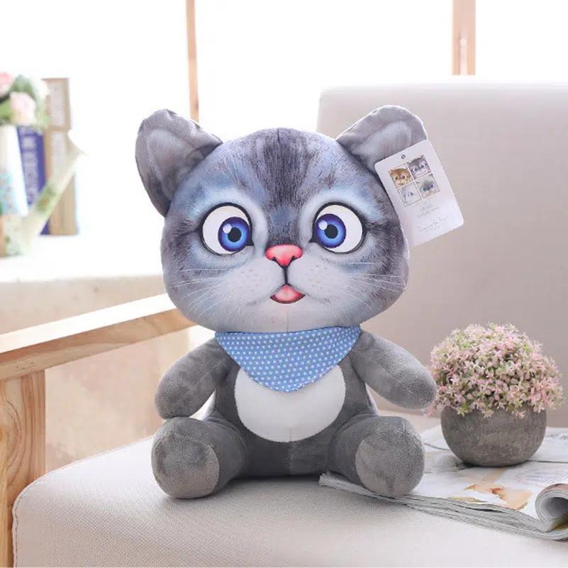 Peluche chat gris doux câlin dessin animé kawaii La compagnie de la peluche