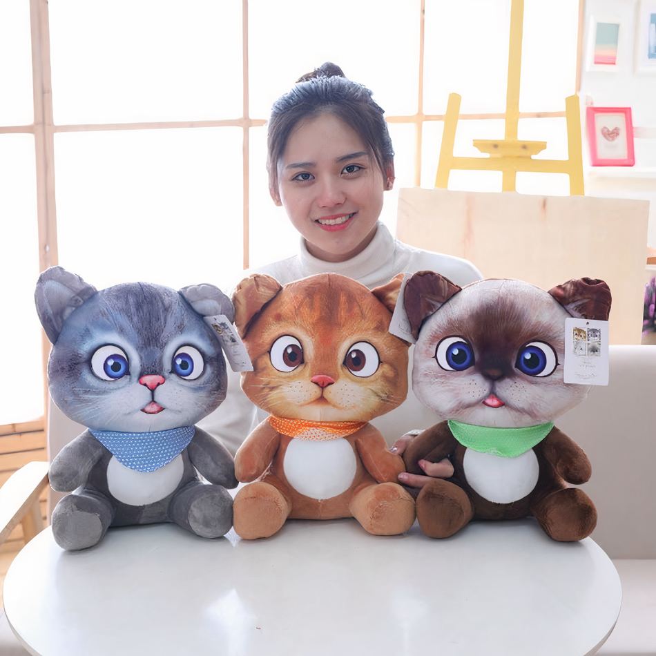 Peluche chat gris doux câlin dessin animé kawaii La compagnie de la peluche