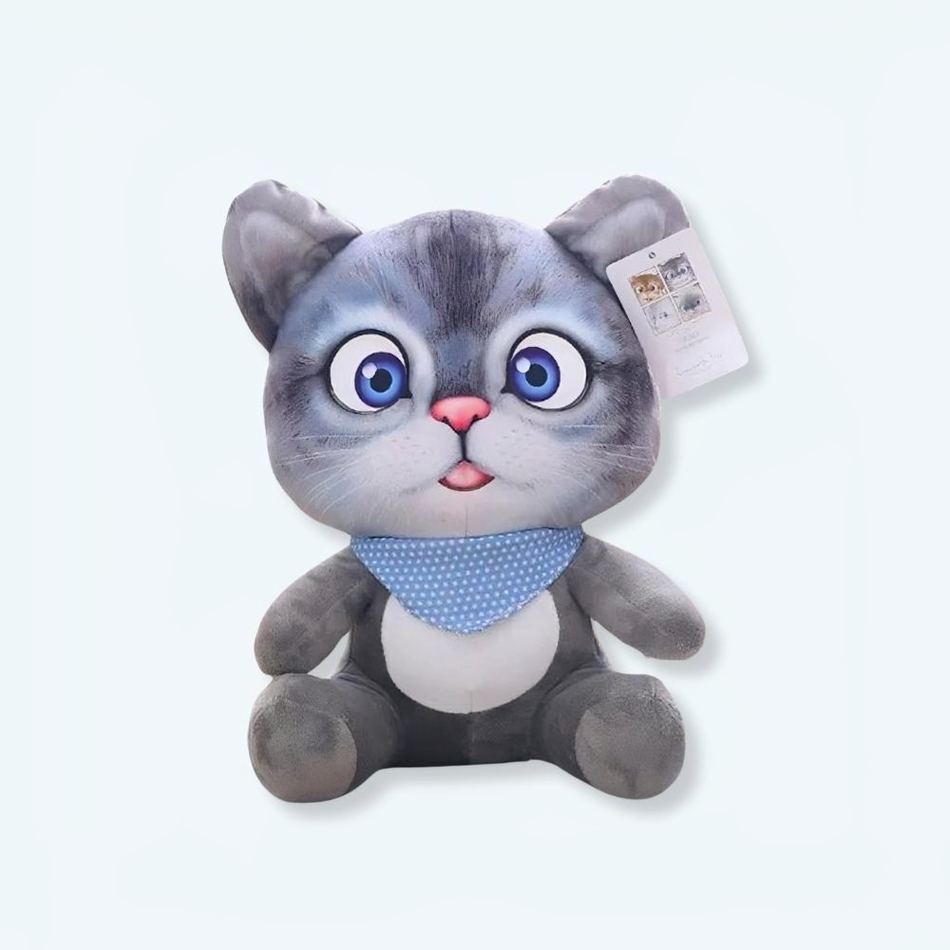 Peluche chat gris doux câlin dessin animé kawaii La compagnie de la peluche